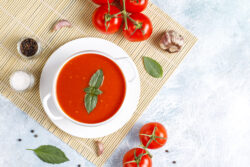 tomato soup with basil bowl